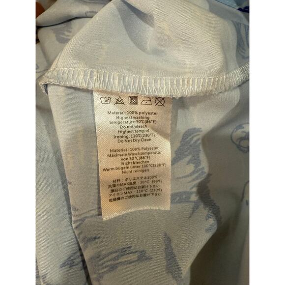 Men's 3XL Hawaiian Shirt Light Blue Tropical Print Hula Dancers Palm Trees - Picture 5 of 5